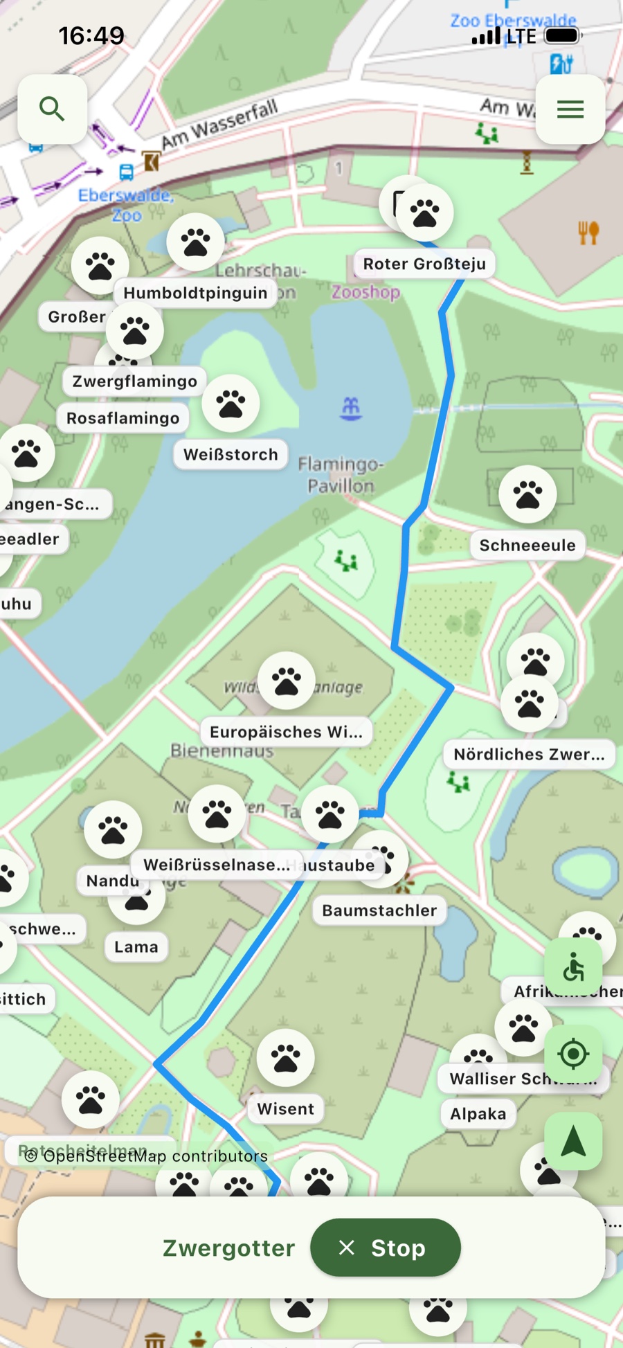 Wegführung – Die Route liegt sichtbar auf der Karte.